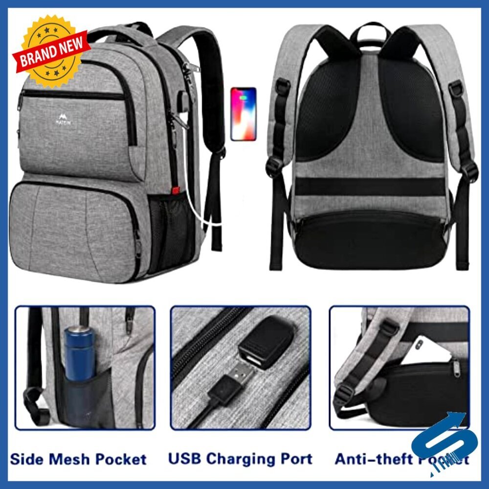 Insulated Cooler Backpack with USB Charging Port Laptop Compartment Travel Work - Picture 4 of 6